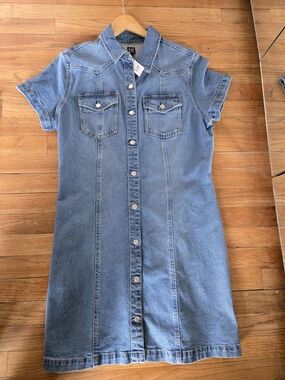 GAP Light Blue Denim Button-Up Dress